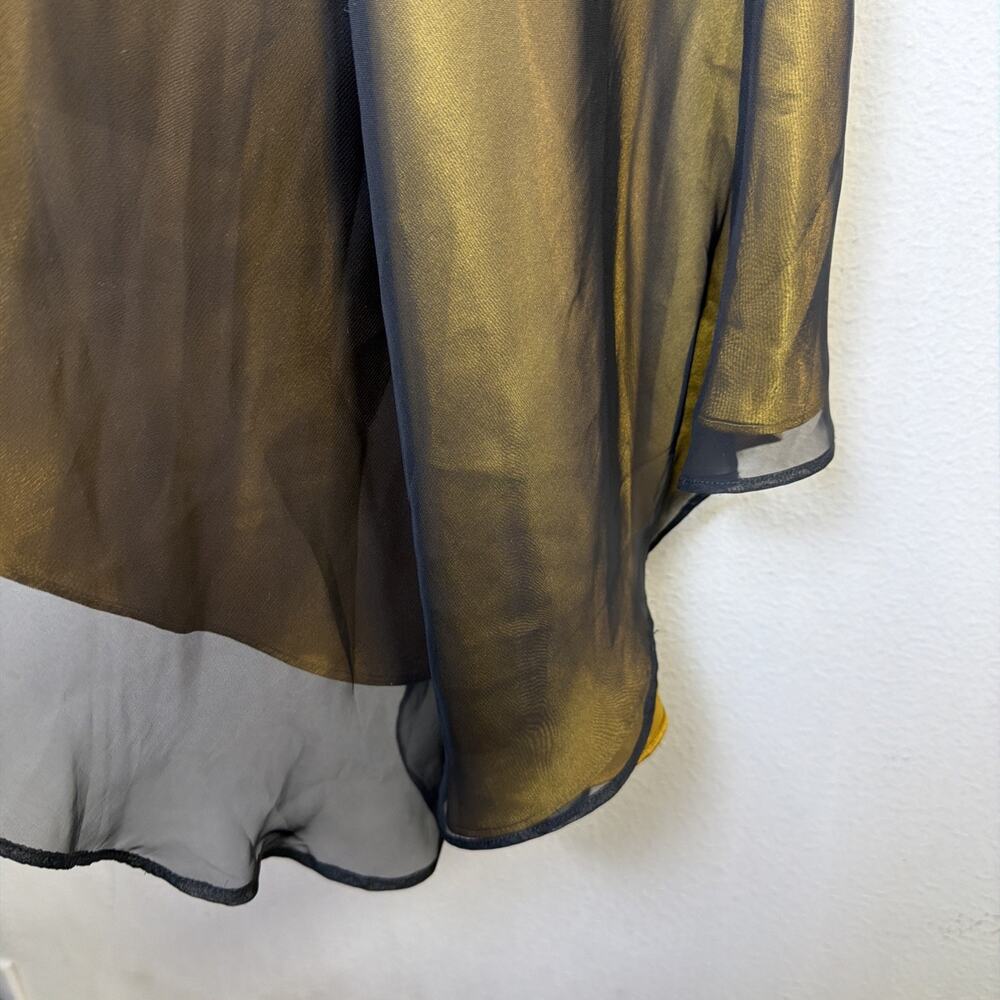 Vintage Victorias Secret Mustard Slip Dress Black Sheer large festival victorian - Picture 5 of 14